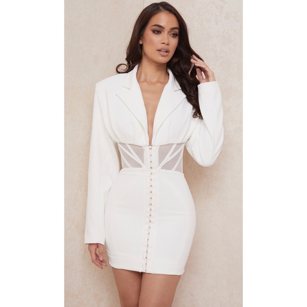 White Blazer Corset Dress